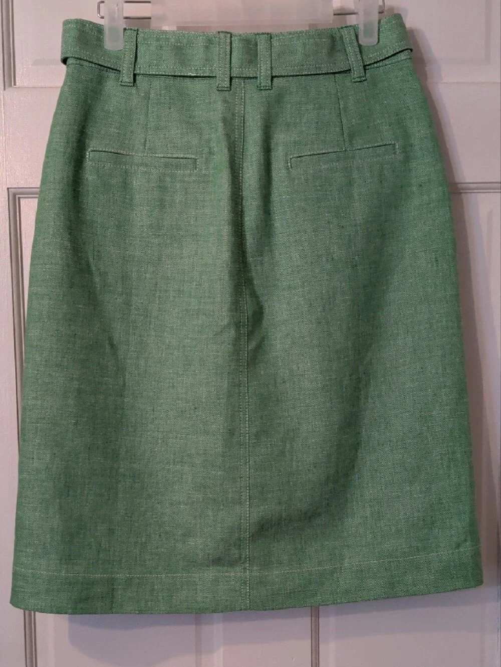 J. Crew Green Button-Front Belted Midi Skirt